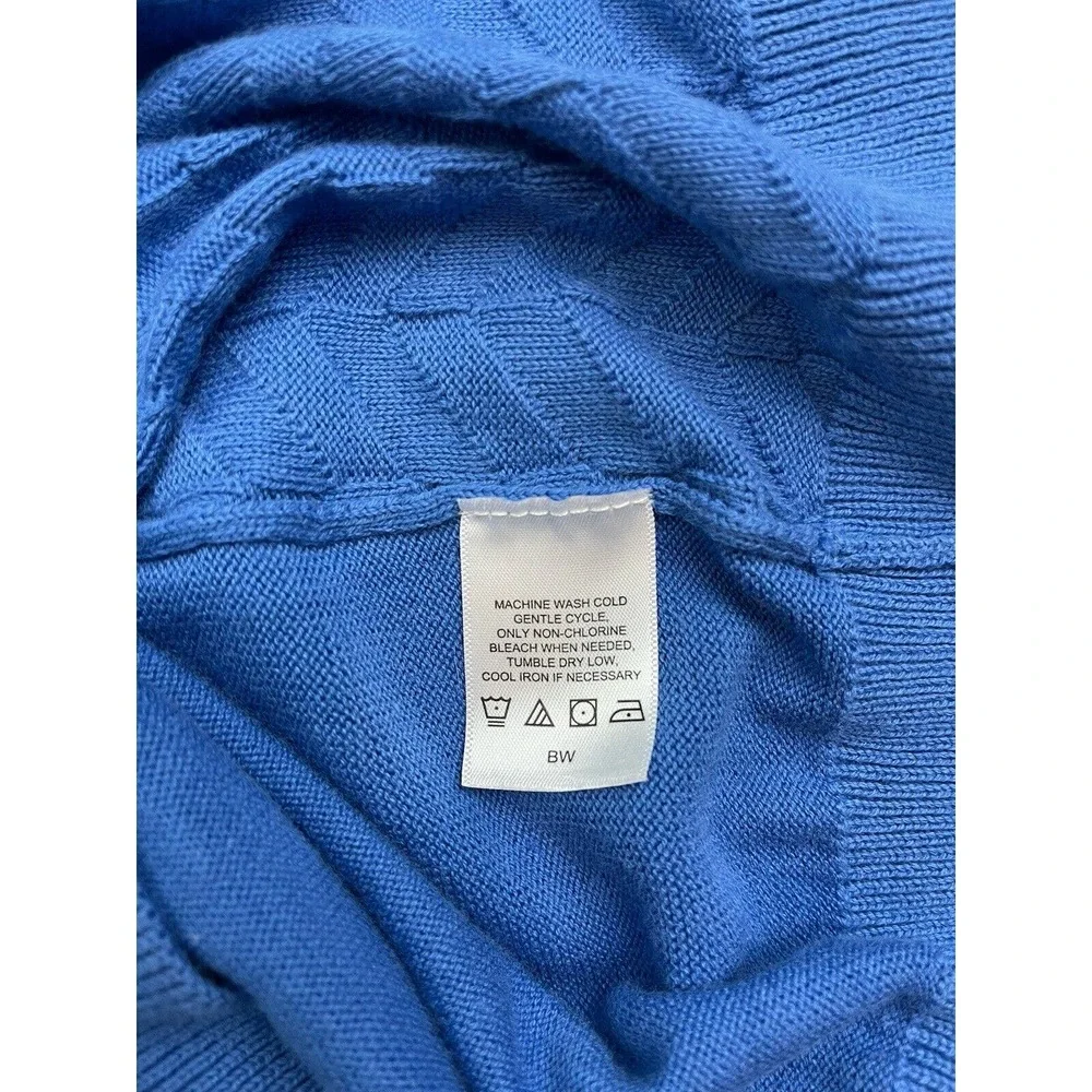 Alan Flusser Sweater Vest Men's 2XL Blue Pull Over V-Neck Knit Golf